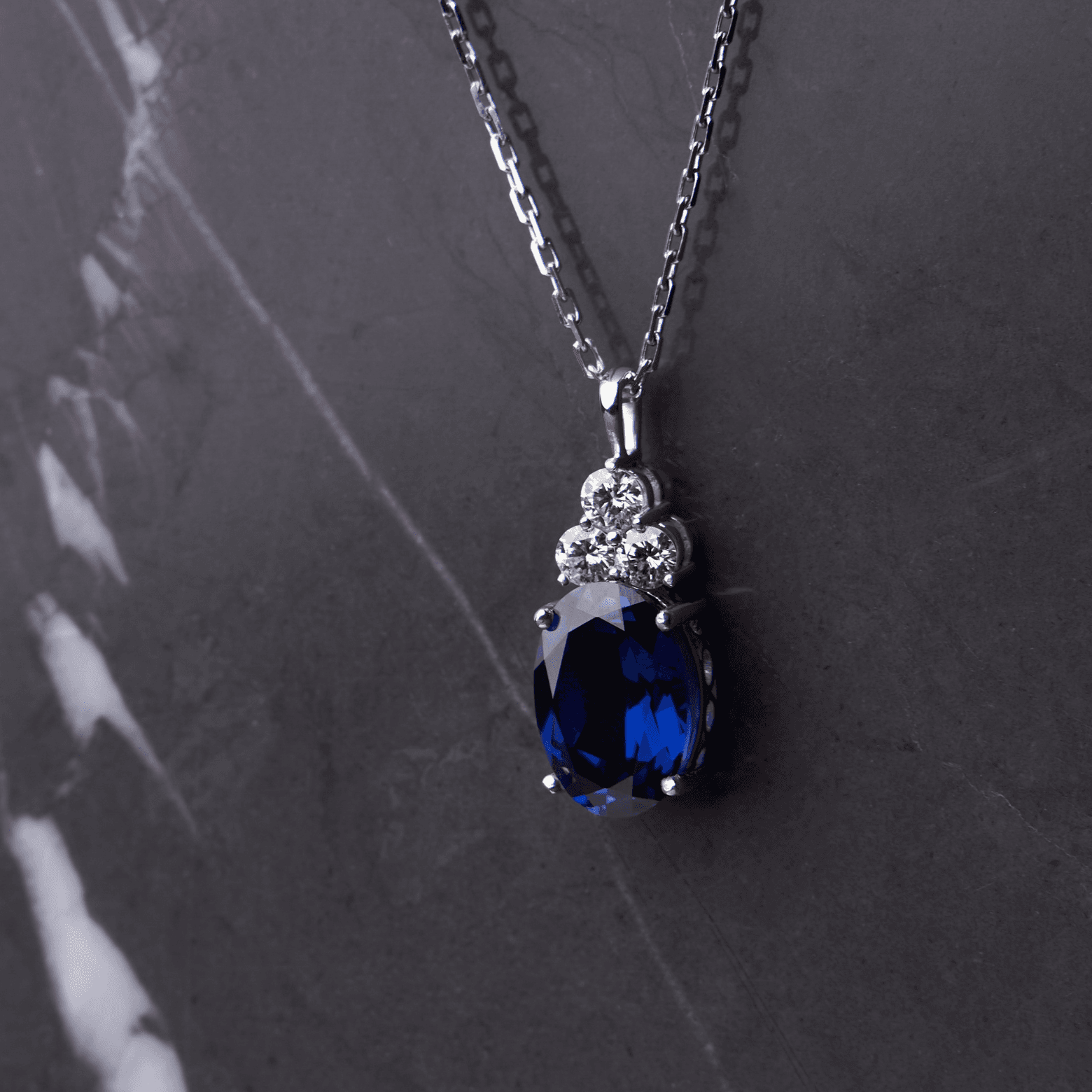 Sapphire & Diamond Halo Pendant